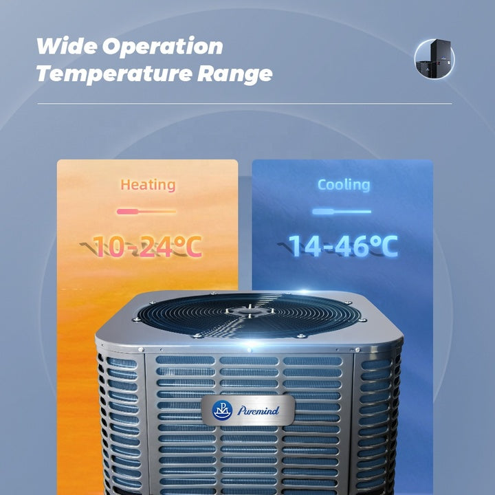Puremind US Standard 18 SEER Vertical Air Handler AHU 3Ton 4Ton 5Ton Inverter Cooling Heating R454b R410a Air Handling Unit