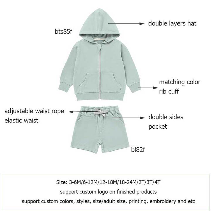 Solid Fashion Children Baby Hoodies Sweatshirts and Shorts Set Baby Clothing Set Autumn