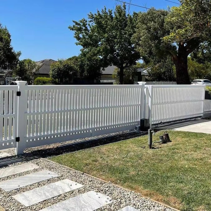 PVC Fence Retaining Wall for Garden, Patio, Lawn Protective Guard Border Edge Fence Vinyl Picket Top Outdoor Garden Decor