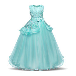 Summer Girl flower princess dresses lace birthday party costume wedding kids long skirts stage dance wear