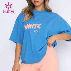 Custom Logo Women Short Sleeve Drop Shoulder Printing Heavy weight Cotton Oversized Gym T shirt Oversize Women