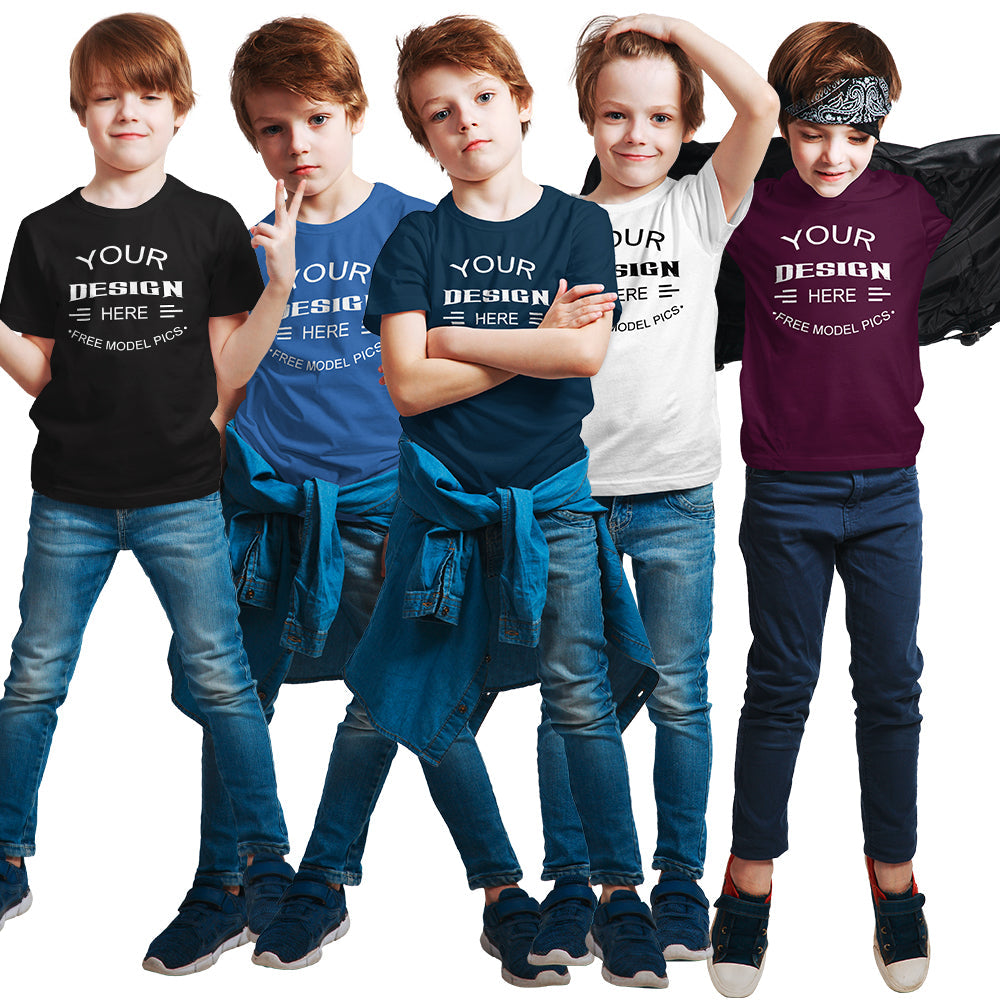 Custom Logo T-shirt Boy 100% Premium Cotton T-shirts Plain Tshirts Blank Baby Girl Kids Short Sleeve t shirt Boy Kids Tee