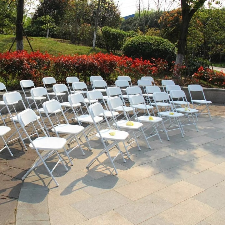 Wholesale Outdoor Furniture Lightweight Plastic Garden Wedding Banquet Restaurant White Folding Chairs for Events and Party