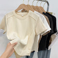 New Solid Color Round Neck Short Sleeve Slim Fit T-Shirts Women's Short Fashion Casual Blank Custom Tops T-Shirts
