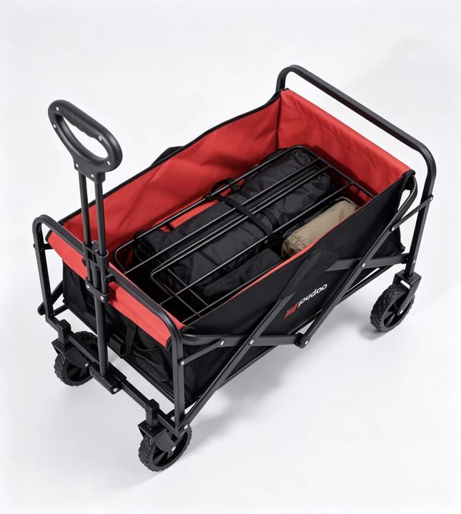 Collapsible Utility Wagon, Foldable Outdoor Trolley for Picnic Camping Garden Use