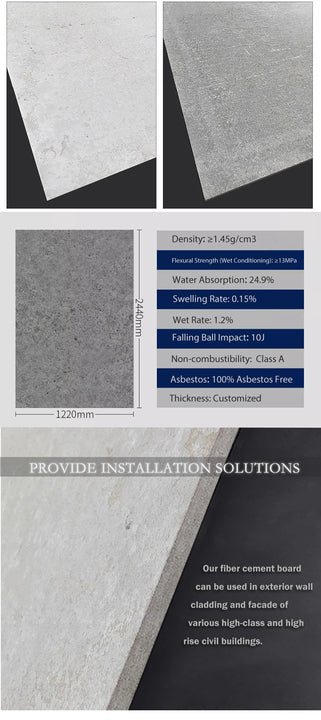 Moistureproof House Building Exterior Wall Cladding Fair-Faced Concrete Fiber Cement Boards for Outdoor Curtain Wall
