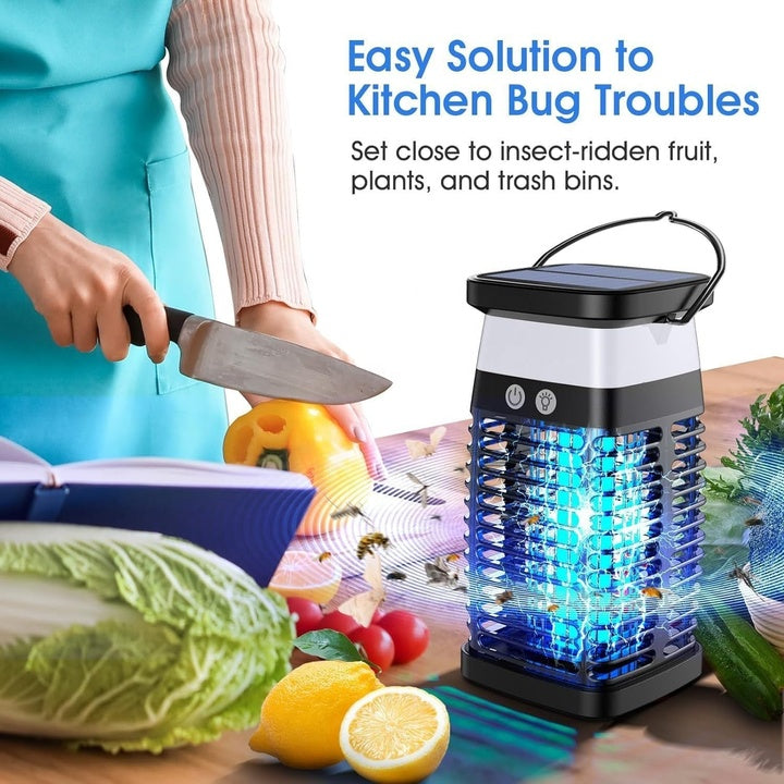 Rechargeable Solar-Powered Bug Zapper New Indoor Outdoor Waterproof IP44 Plastic Mosquito-Killing Lighting Fly Pest Function