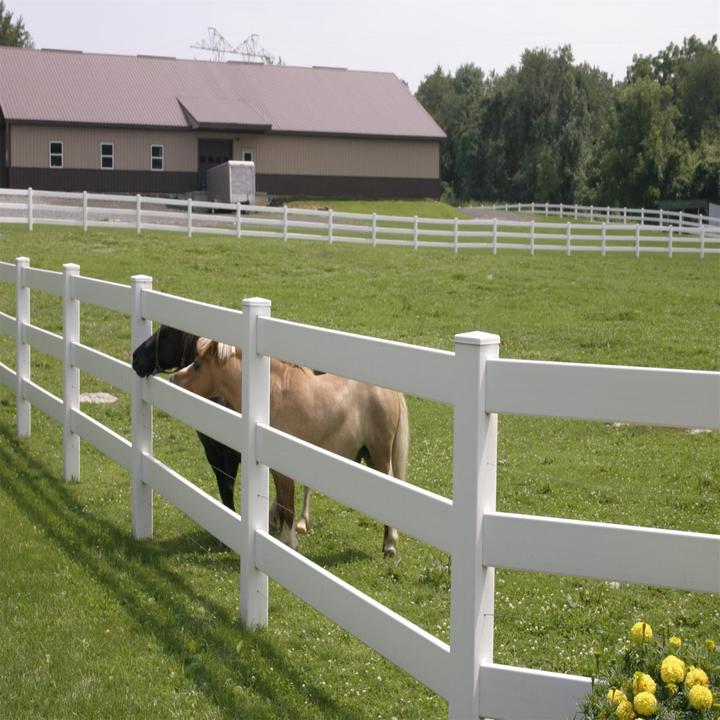 Cattle Vinyl 3 Rails PVC Cow Farm Fencing, Vinyl 3 Rail Horse Paddock Farm Fence Post, PVC Ranch Rail Horse Fences