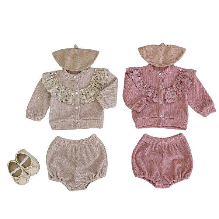 Engepapa Fall Newborn Waffle Long Sleeve Jumpsuit Infant Knit Romper Baby Girl Clothing Set Baby Girl Clothes