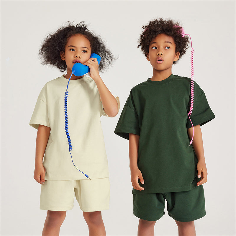 Children Short Sleeve T-Shirt Custom Logo Printing 100% Cotton Heavyweight Plain Blank Kids Baby Girl Boy T shirts