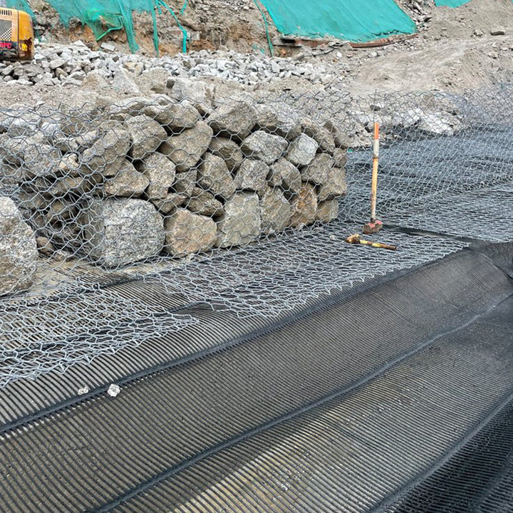 HDPE Reinforced Uniaxial Geogrid Fence Mesh Retaining Wall Road Driveway Reinforcement Retaining Wall Soil Stabilization