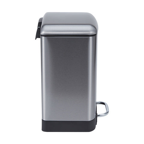 Modern 6L Brushed Stainless Steel Waste Bin Rectangle Silver Soft-Close Trash Can With Foot Pedal