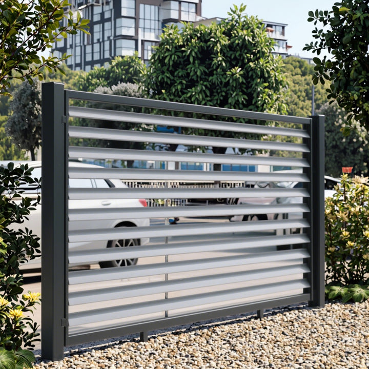 Solar Outdoor Garden Fence Panels Perforated Aluminium Guide External Door Aluminium Alloy Frame Solar Powered