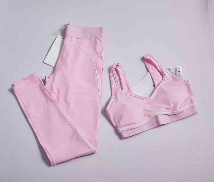 Hot Style Fashion Yoga Pilates Stretch Seamless Ribbed High-quality Leggings 2 Piece Set for Women