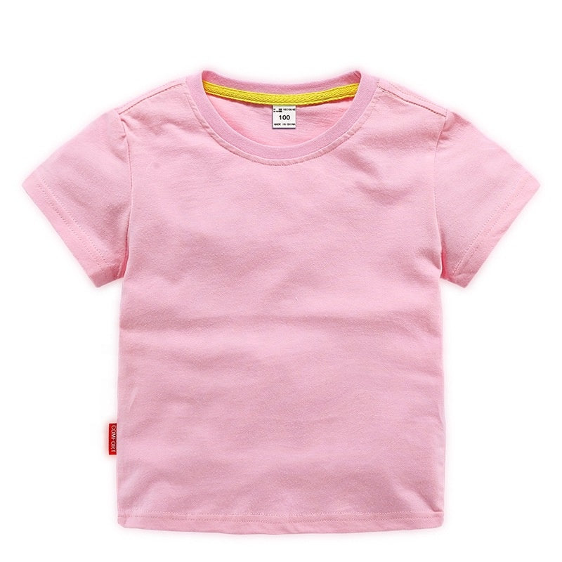 JL0517A Wholesale High Quality Boys T-Shirts 100%Cotton Plain T Shirt Kids Custom LOGO White  T Shirts For Children