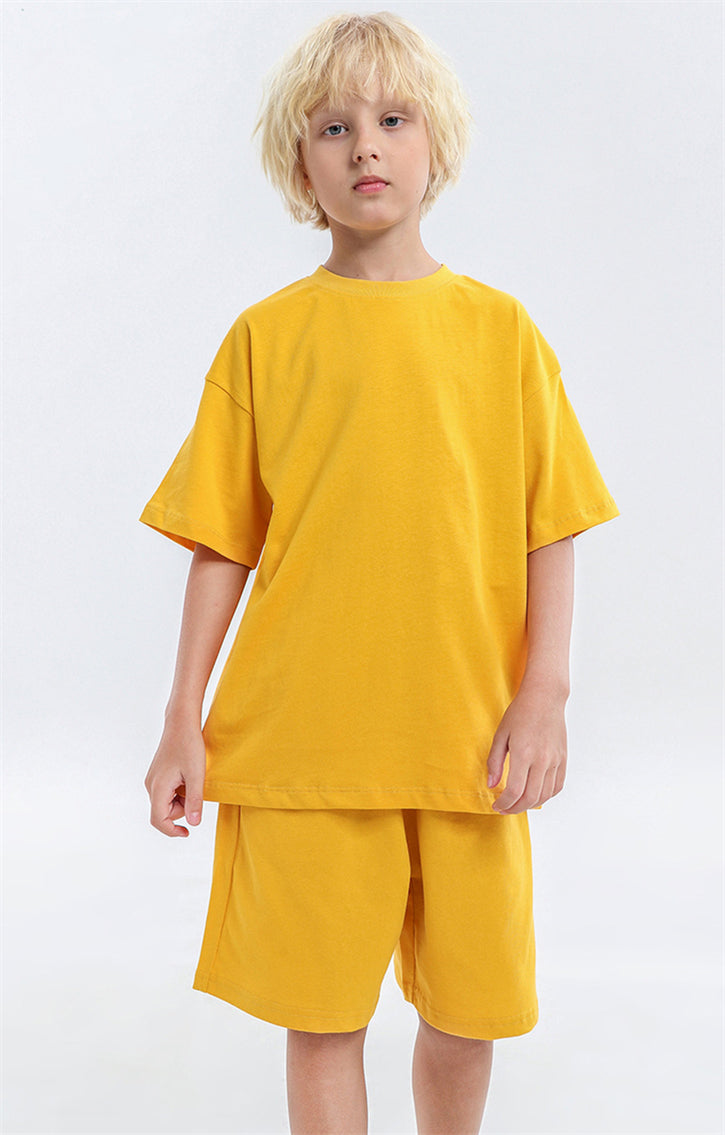 wholesale custom logo 100% cotton children t shirt teen kids boy t-shirt plain blank solid oversize boys T shirt 4 to 10 years