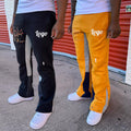 Custom summer streetwear joggers men paint splatters flared flair high quality mens track stacked flared sweat pants men