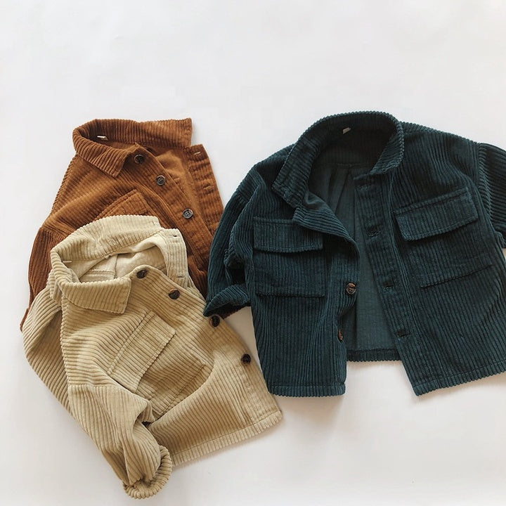 Wholesale Winter Coats Jaket for Kids Custom Logo Outwear Unisex Boys Corduroy Jackets