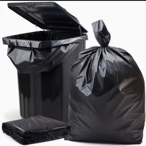 Disposable Recycled Pe Poly Big Heavy Duty Garden 30 40 Micron Black Hdpe Plastic Bin Liner Rubbish Refuse Garbage Trash Bags