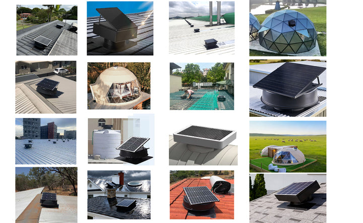 14inch 60W BLDC Motor Thermostat Solar Axial Flow Fans Attic Roof Industry Exhaust Vent Whirly Bird Roof Ventilation