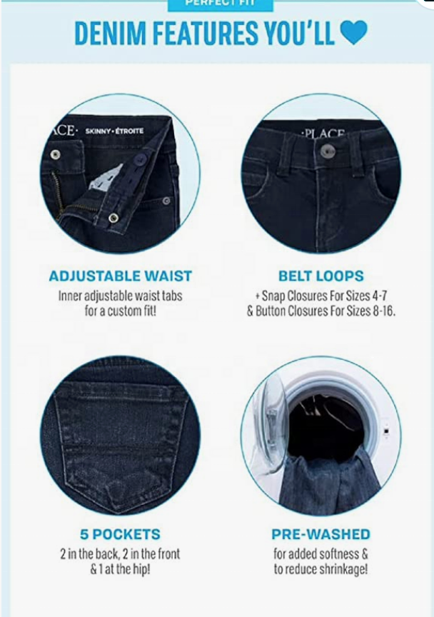 New Design Kids Denim Jeans Full Length Black Blue Jeans Boys Elastic Waist Pants Children's Clothing
