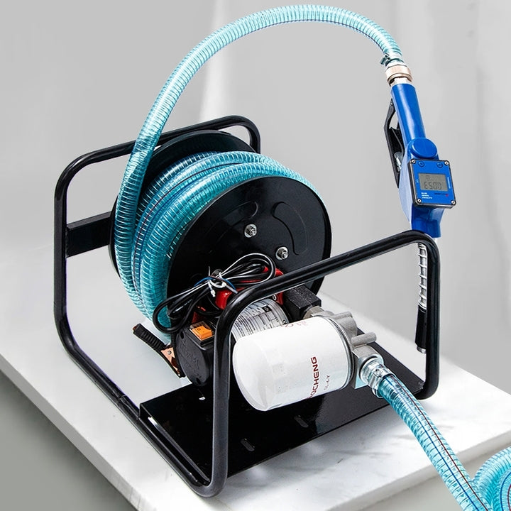 Portable Diesel Pump Kit Installed Bracket with Hose Reel Nozzle 2022 NEW
