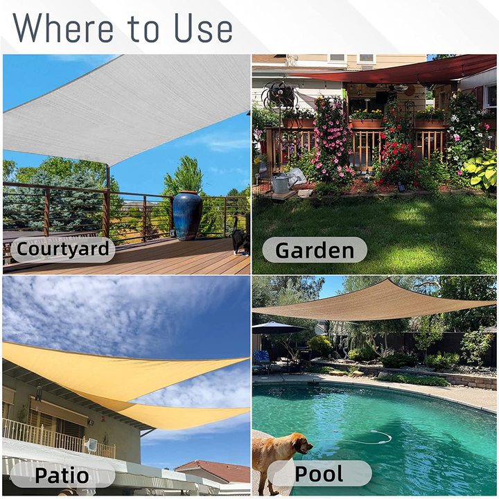 Waterproof Oxford Sun Shade Sail Canopy Rectangle UV Block Sun Shelter Outdoor Garden Patio Backyard Terrace Awning Privacy