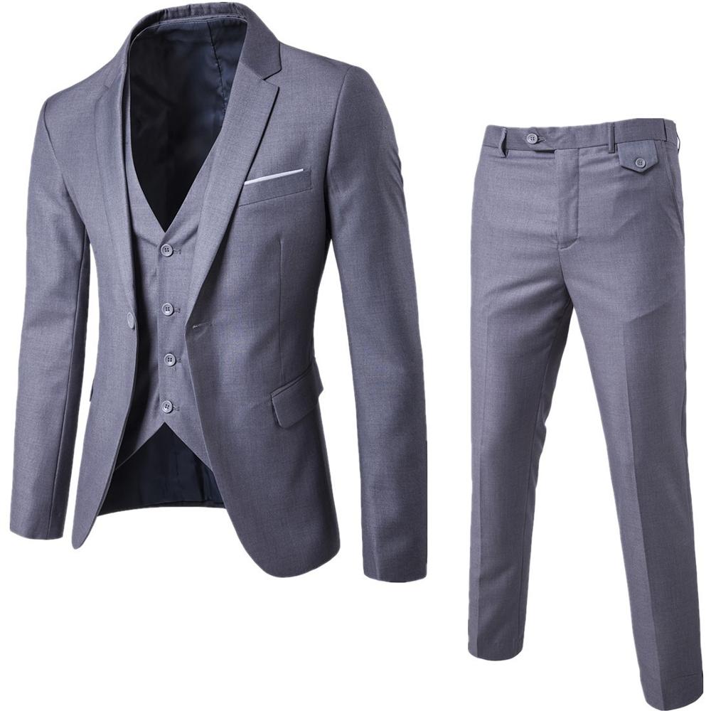 Men's 3 Pieces Black Elegant Suits With Pants Brand Slim Fit Single Button Party Formal Business Dress Suit Male Terno