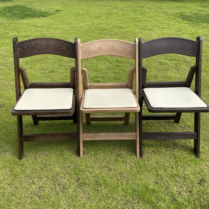 Wholesale High Quality Comfortable Dining Wedding Event Garden Outdoor Resin Folding Chair With Wood Grain