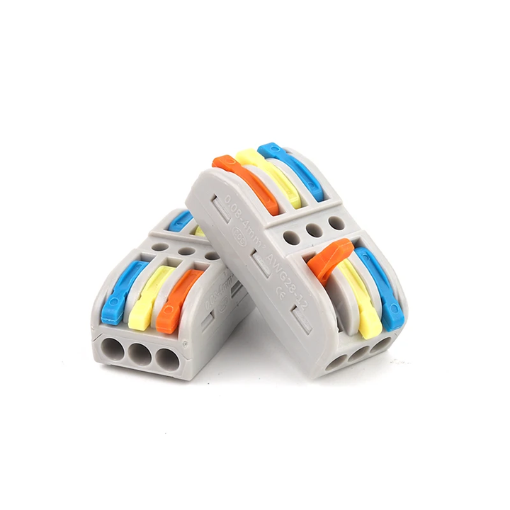 Compact Universal Push-In Electrical Connectors Quick Splitter Wiring Cable Connector Copper Butt Terminal Block AWG28-12 Power