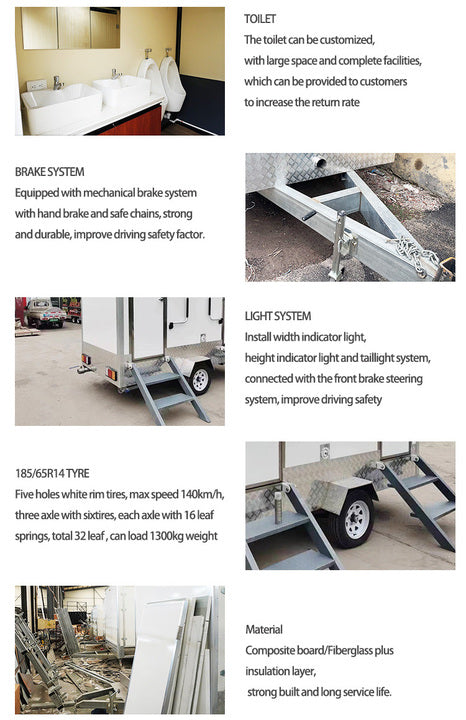 Portable Bathroom Unit Shower and Toilet Mobile Toilets Outdoor Portable Portable Shower Toilet Trailer