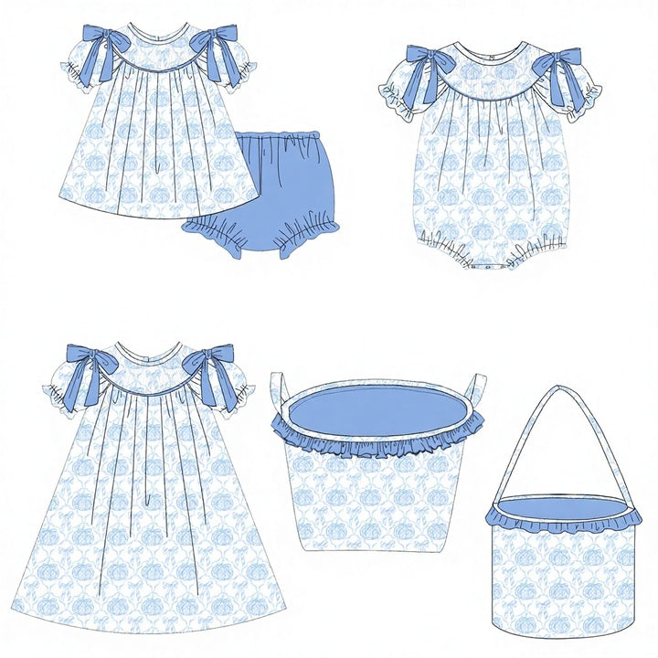 Custom Smocked Pumpkin Kids Girl Sets Smocked Toddler Girl Clothes Custom Smocked Clothes with Low Moq