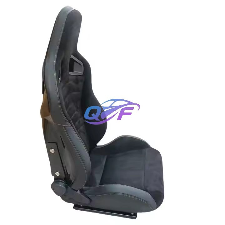 Universal Sportster CS Black Leather with Suede Matte Fiberglass Back Bucket Racing Seats for RECARO