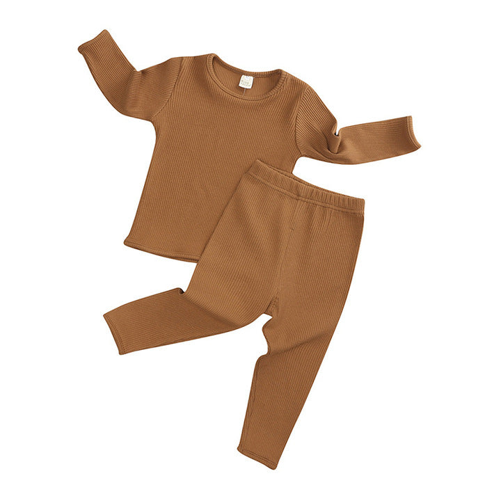 Wholesale Autumn 2Pcs Underwear Long Johns Soft Ribbed Cotton Baby Boys Pajamas Set Pajamas Baby