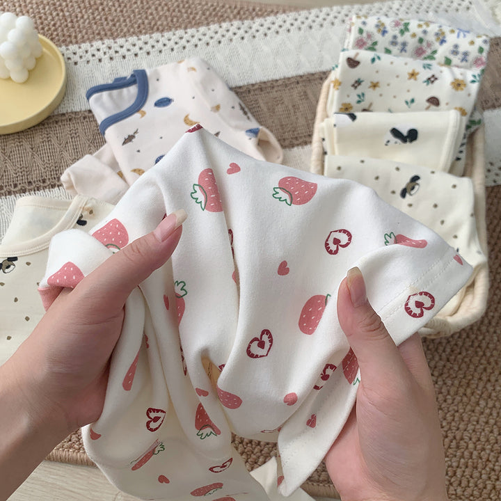 Purorigin Autumn Winter Casual Kids Underwear Set Long-sleeved Cartoon Pajamas 2 Piece Worested Nightwear Baby Home Clothes