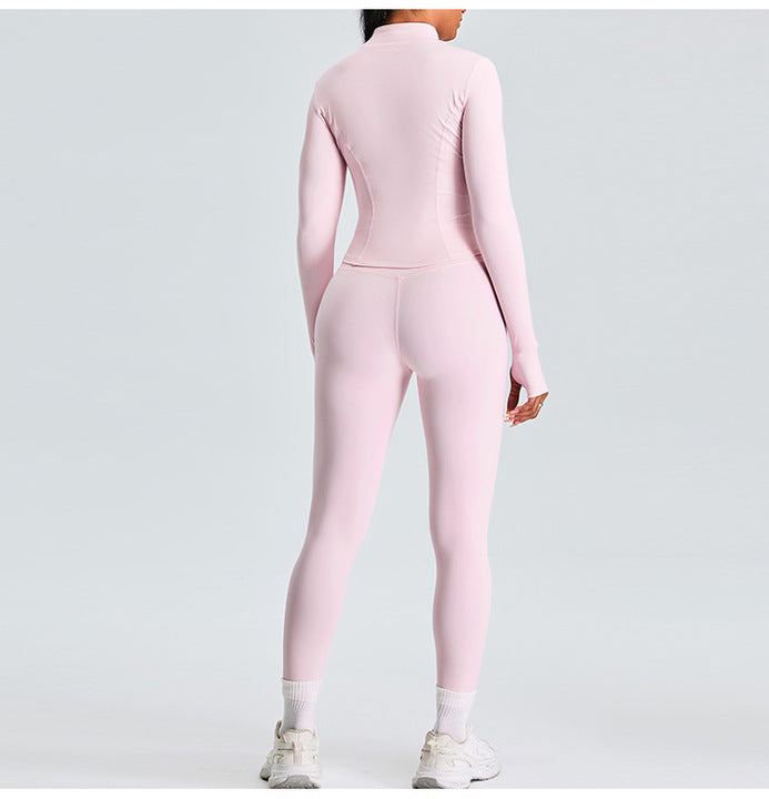 Custom Women Sportswear Gym Wear Yoga Outfit Set Fitness Jacket High Waist Sports Leggings 2 Pcs Woman Set Gym Fitness Set