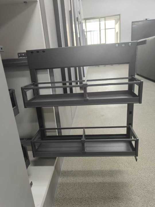 Pull Out Basket Aluminum Alloy Plastic Organizer Kitchen Storage Solution 2 Tier Spice Rack Seasoning Basket Hardware Accessory