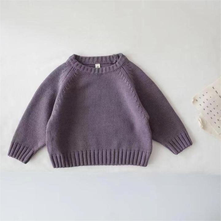 Wholesale Winter Toddler Knitwear Kids Cotton Wool Sweaters for Boys Girls Casual Style Solid Pattern Warm Features for Newborns