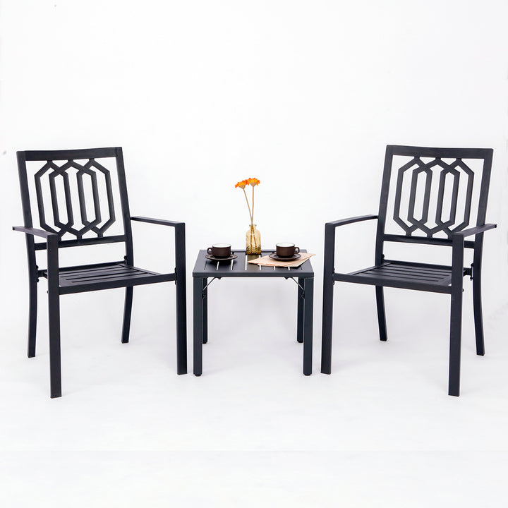 Outdoor Furniture Detachable Table Camping Chair With Patio Umbrella Heavy Duty Iron Coffee Table and Chairs Set