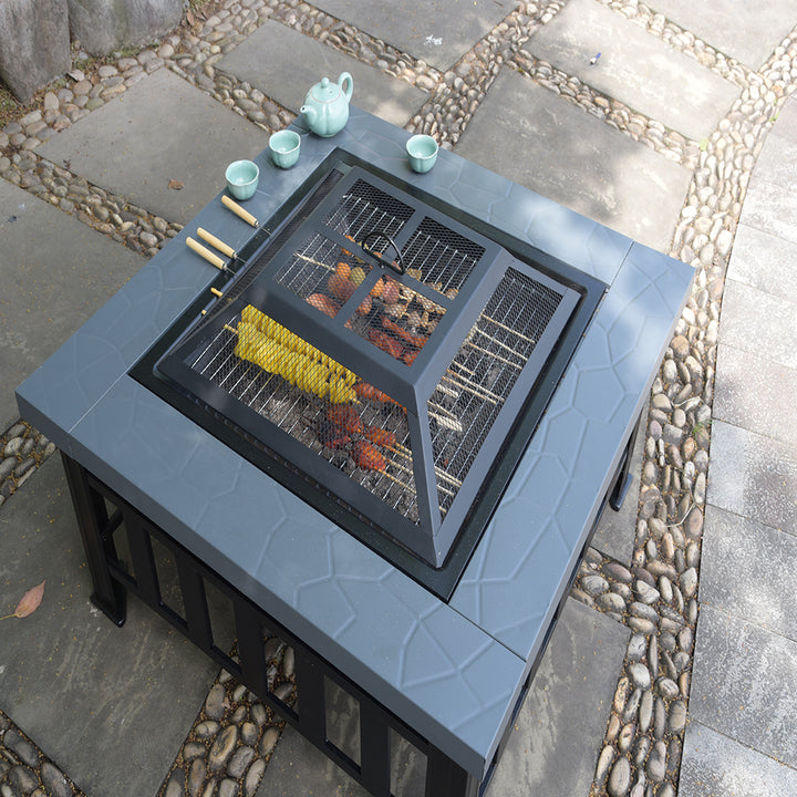 Wood Burning Cast Iron Stove With Oven Camp Out Charcoal Grills in Backyard
