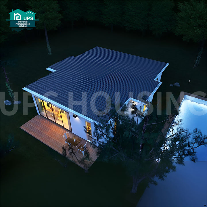 2025 UPS Prefab Tiny House with Three Bedrooms Sandwich Panel Carport Solar Powered Durable and Eco-Friendly Bathroom Gym