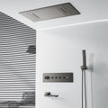 Thermostatic Bathroom Black Shower Set 4 Functions Rainfall Shower Head Led Ceiling Mounted Bath Shower Faucet System