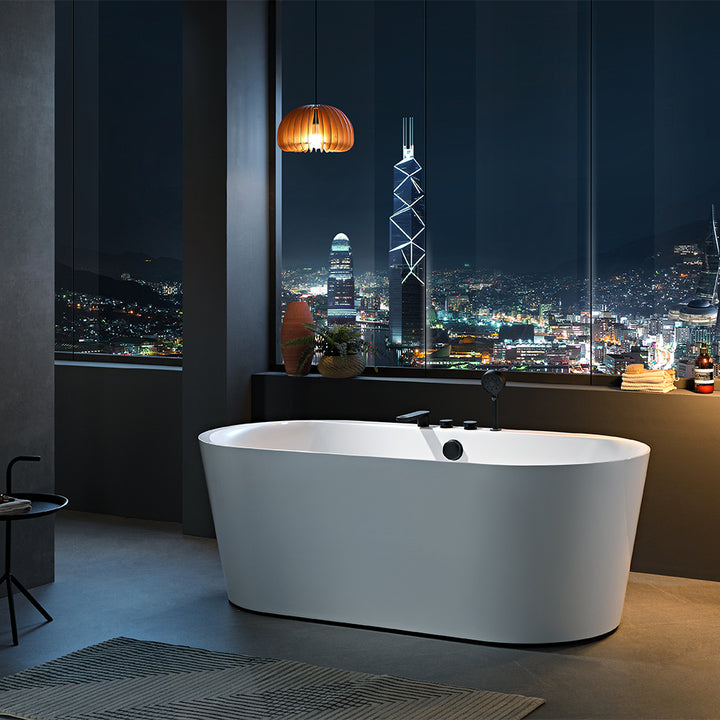 White Acrylic Freestanding Walk-In Bathtub Design Modern Whirlpool Whirlpool Bath Tub with Faucet
