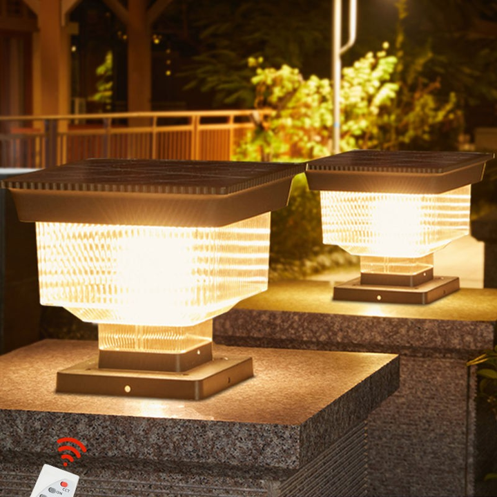 Outdoor Aluminum Solar Main Gate Column Light Waterproof Decorative LED Solar Landscape Garden Lights for Courtyard Pillar