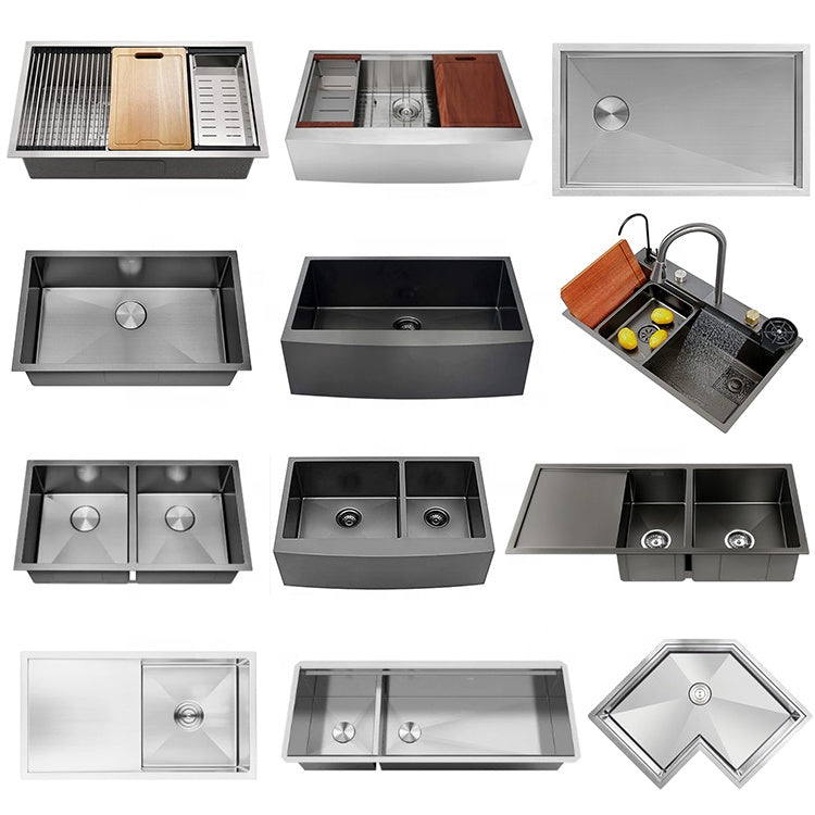 Wholesale price kitchen cabinet metal stainless steel single bowl wash hand sink or double sinks with accessories and faucet
