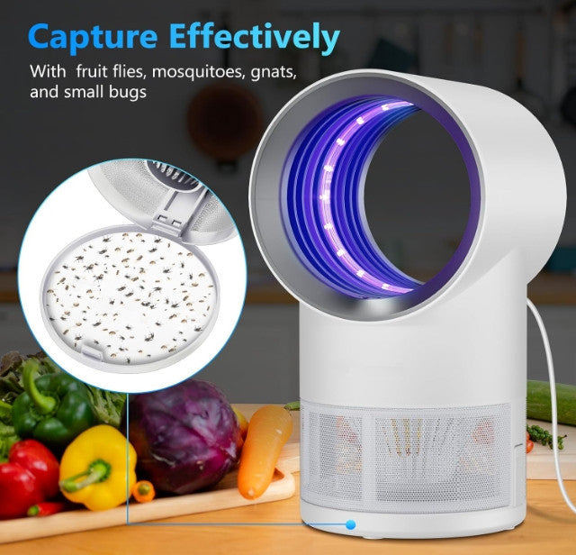 10pcs White Indoor Fruit Fly Trap with Sticky Glue Boards and Bug Light Time Setting Suction for Home Insect Control