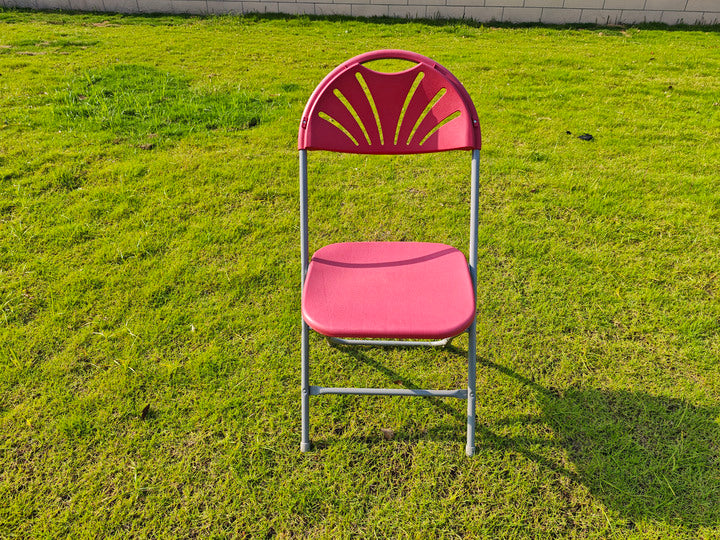 Wholesale Modern Comfortable Portable Colorful Garden Outdoor Warehouse Events Wedding Foldable Metal Plastic Fan Back Chairs