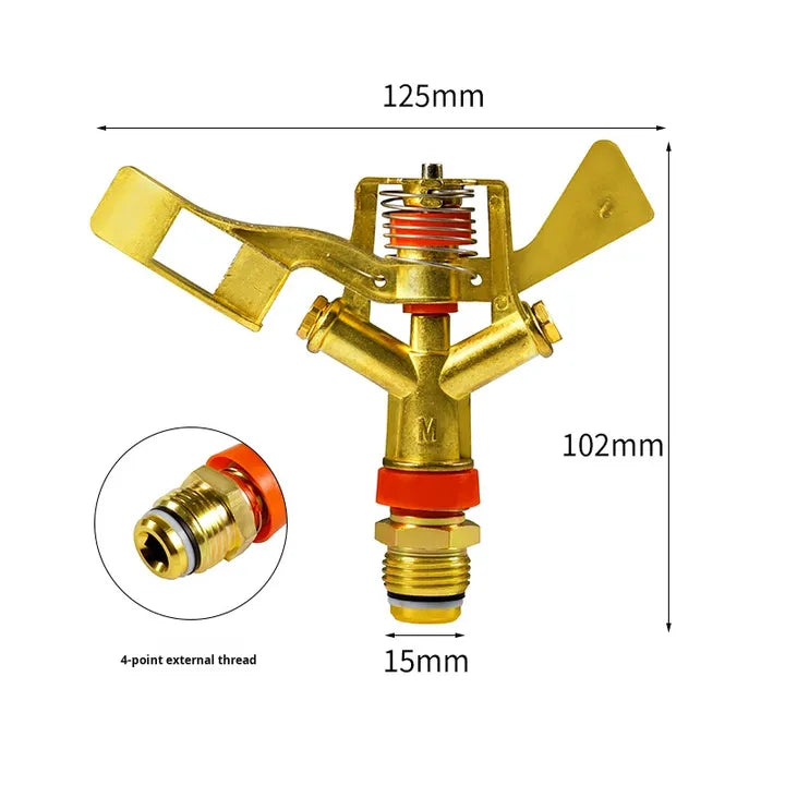 Lawn Vegetable Garden Orchard Sprinkler Equipment 4-Point Brass Rocker Nozzle 360 Rotating Irrigation Cooling Dust