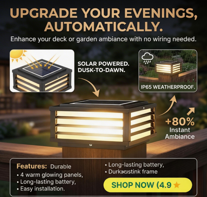 Solar Fence Light Outdoor Easy-to-Install Waterproof Solar Post Cap Light Outdoor Solar Pillar Lights for Main Gate Decoration
