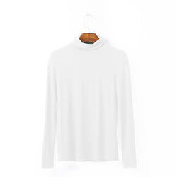 European plus size women's autumn style long sleeve T-shirt versatile solid color top turtleneck modal cotton base shirt